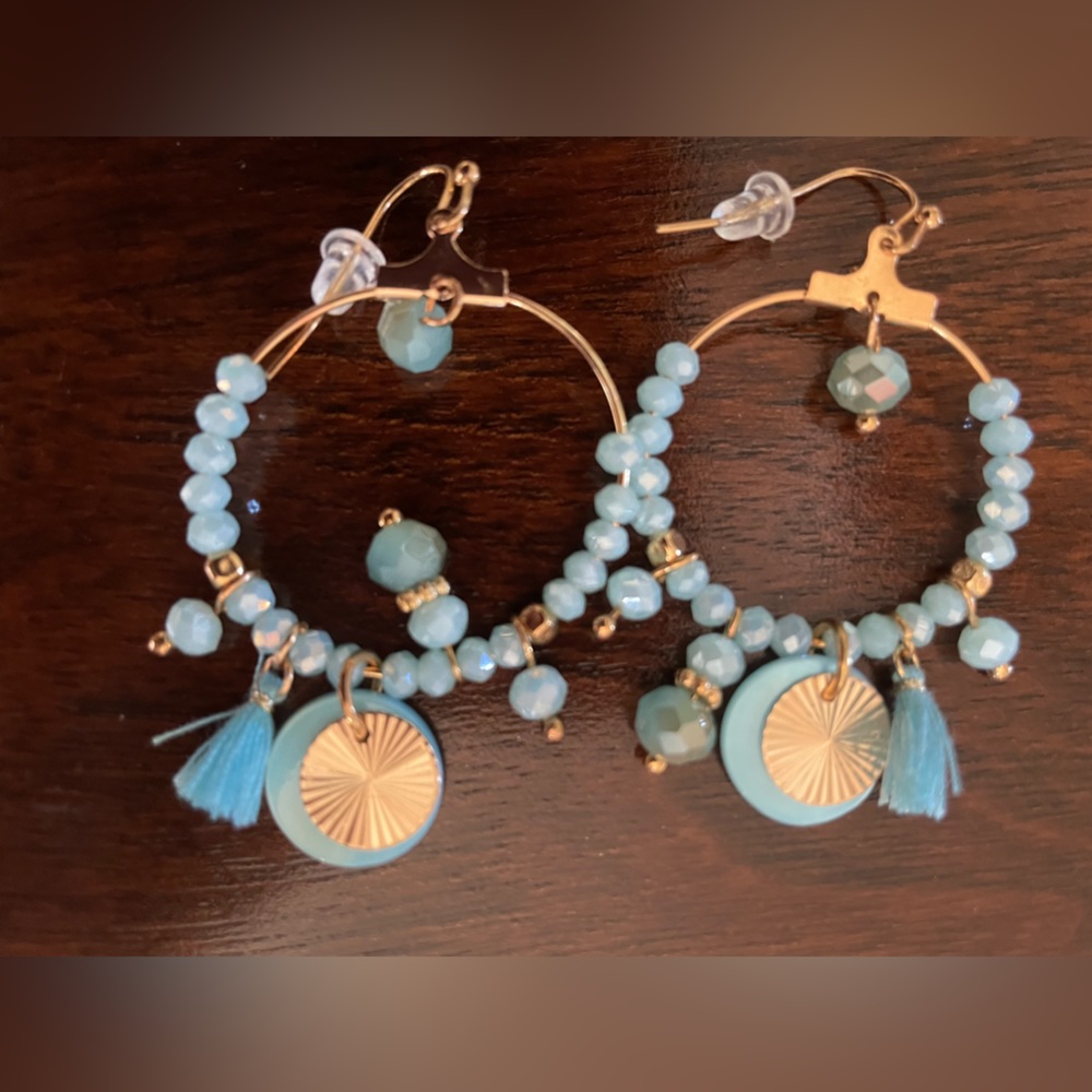 Handmade bead dangler hoops